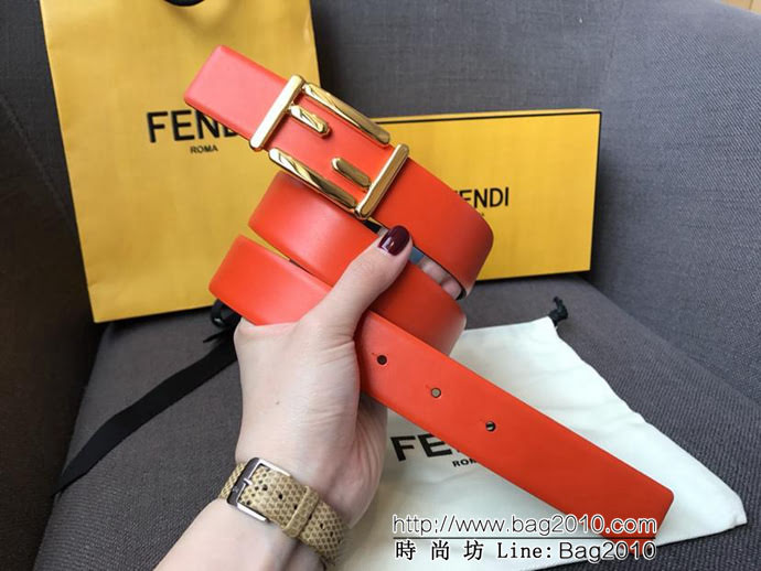 FENDI芬迪 實物拍攝 最新爆款 柔軟小牛皮皮帶 雙F標誌 BAGUETTE系列 時尚百搭款女款皮帶  xfp1297